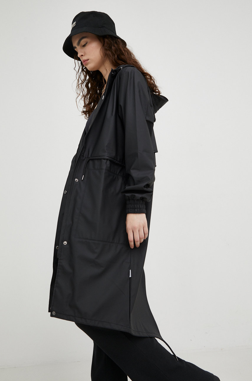 чёрный Противодождевая куртка Rains 18550 String Parka Женский