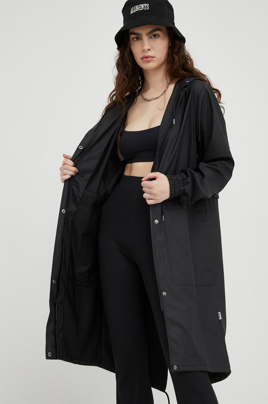 Rains rain jacket 18550 String Parka women's black color buy on PRM