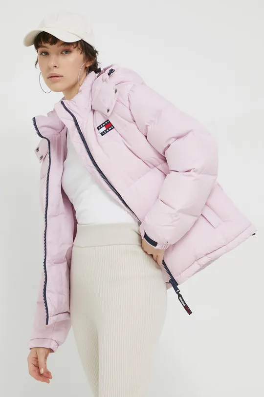 roza Pernata jakna Tommy Jeans Ženski