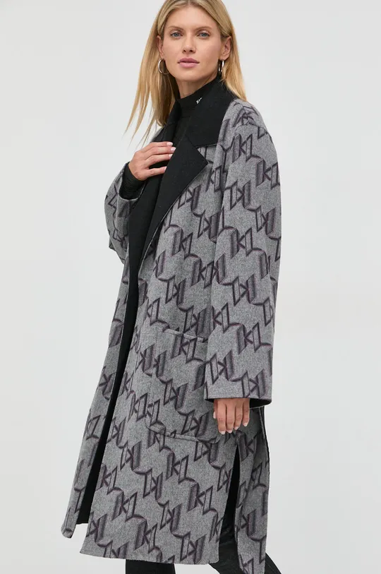γκρί Μάλλινο παλτό διπλής όψης Karl Lagerfeld Γυναικεία