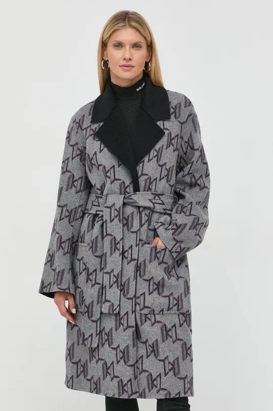 Obojstranný vlnený kabát Karl Lagerfeld Dámsky