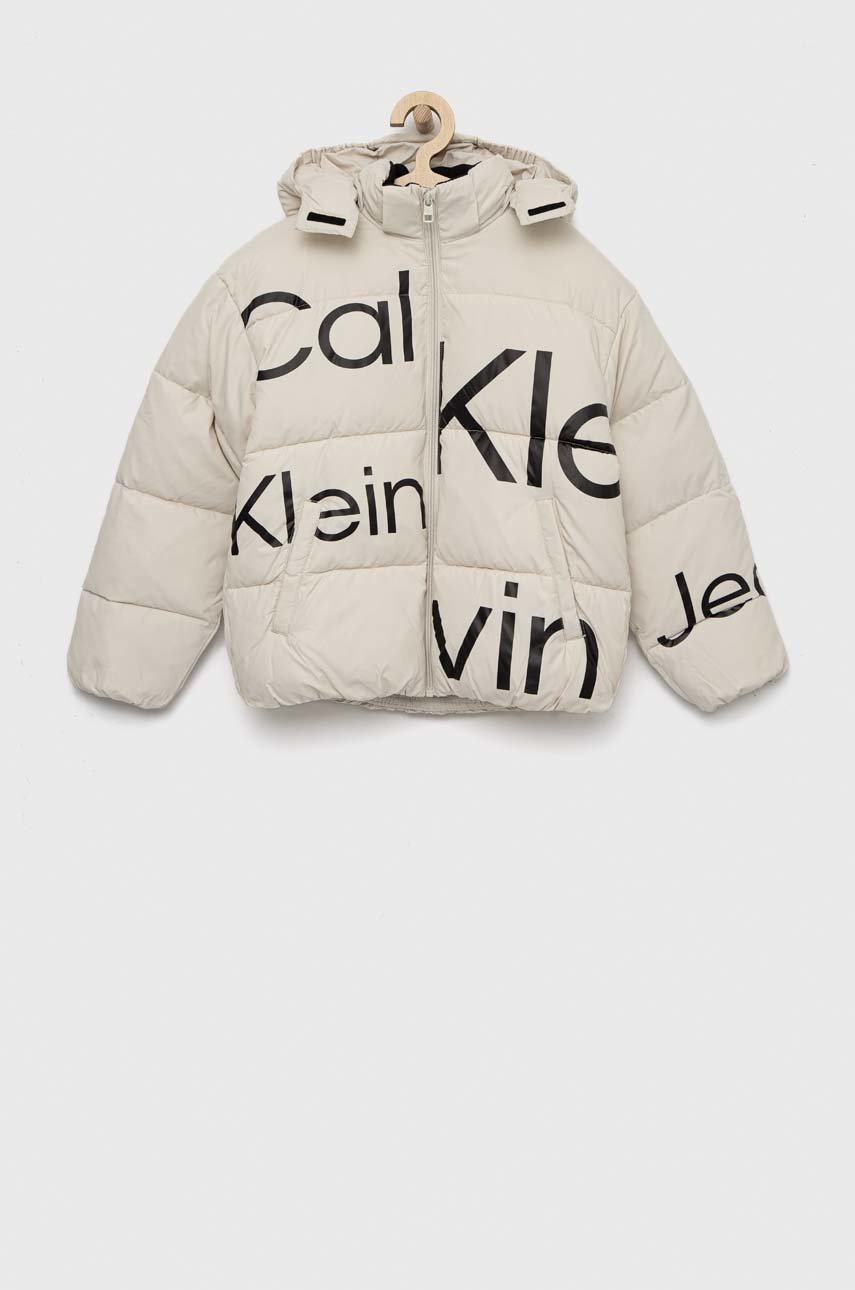 beżowy Calvin Klein Jeans kurtka dziecięca Dziewczęcy