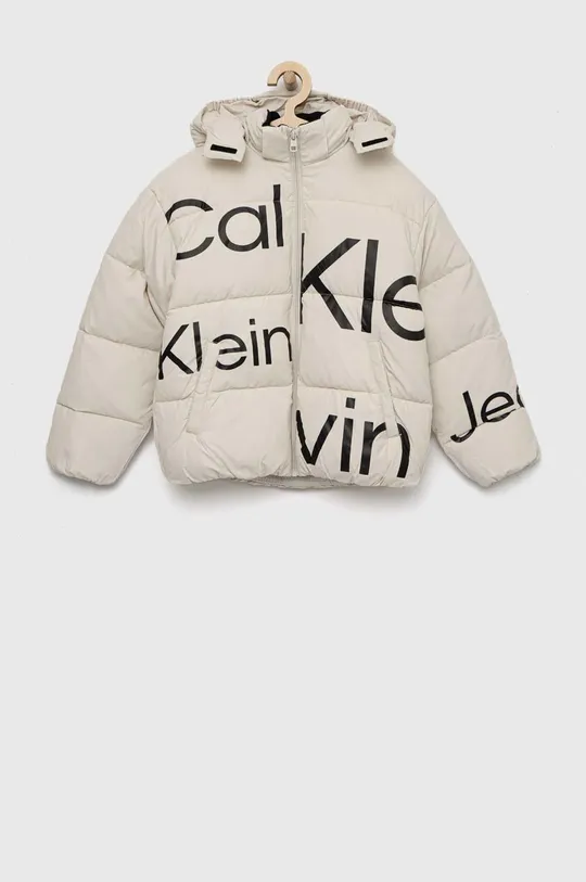 beżowy Calvin Klein Jeans kurtka dziecięca Dziewczęcy