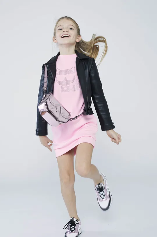 μαύρο Παιδικά δερμάτινα μπουφάν Karl Lagerfeld Για κορίτσια