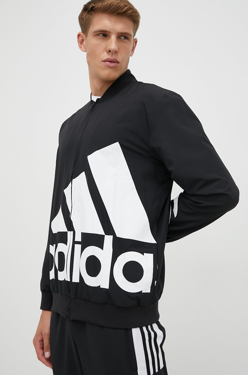 Куртка-бомбер adidas мужской цвет чёрный переходная | ANSWEAR.ua