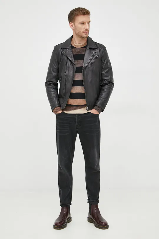 Δερμάτινο jacket Pepe Jeans μαύρο
