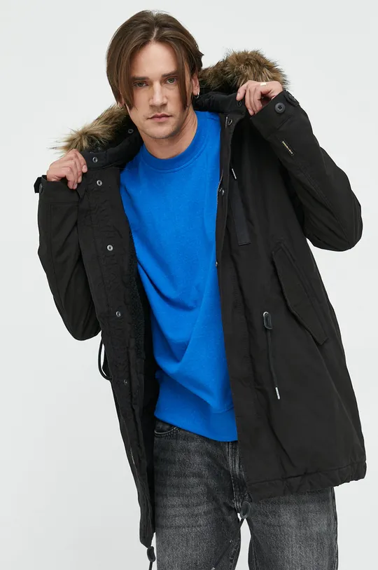 czarny Superdry parka Męski