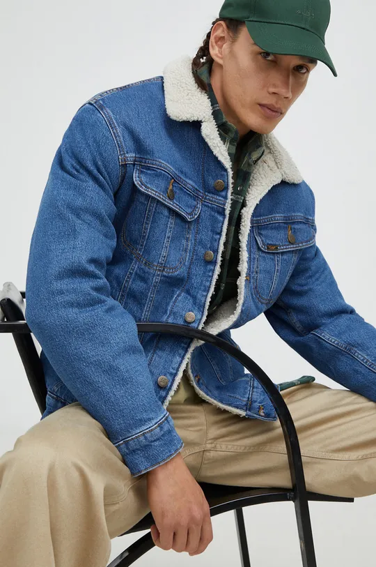 niebieski Lee kurtka jeansowa Męski