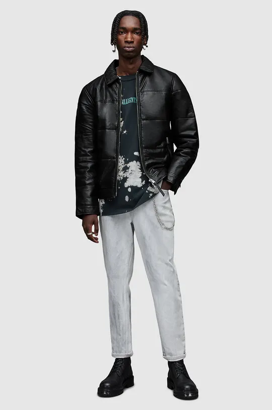 Кожаная куртка AllSaints  Основной материал: 100% Овечья шкура Подкладка: 100% Переработанный полиэстер Наполнитель: 100% Переработанный полиэстер