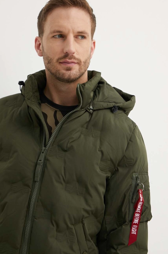 zelená Bunda Alpha Industries Hooded Logo Puffer