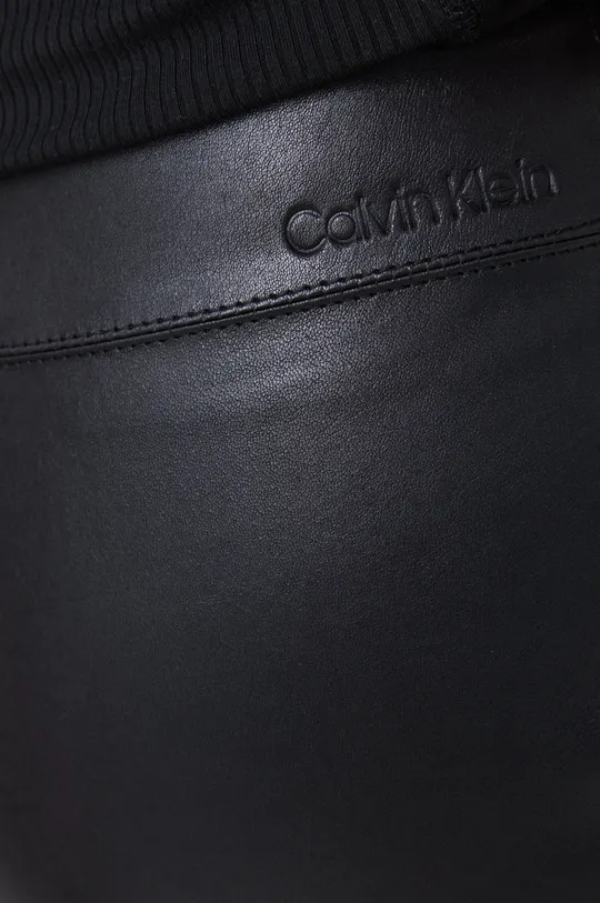czarny Calvin Klein spodnie skórzane
