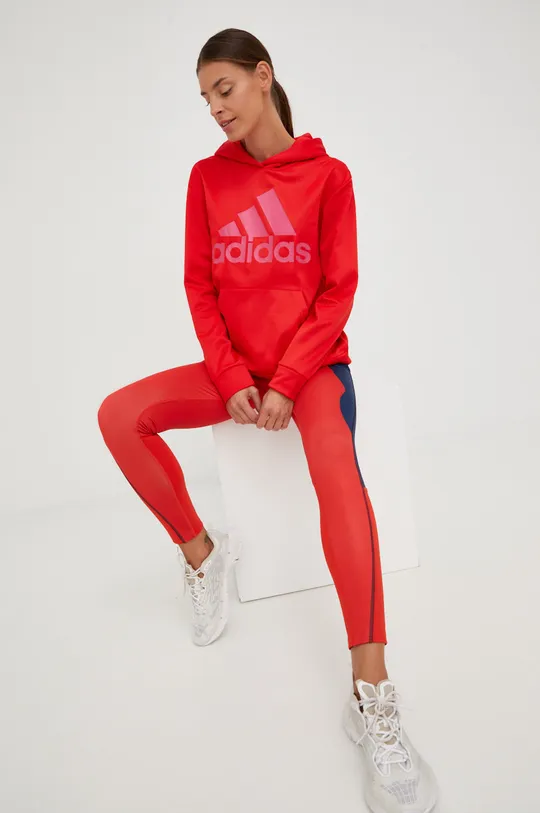 adidas Performance legginsy do biegania czerwony