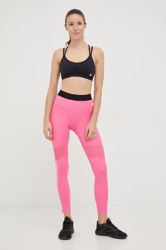adidas Performance edzős legging Hyperglam 3-stripes rózsaszín