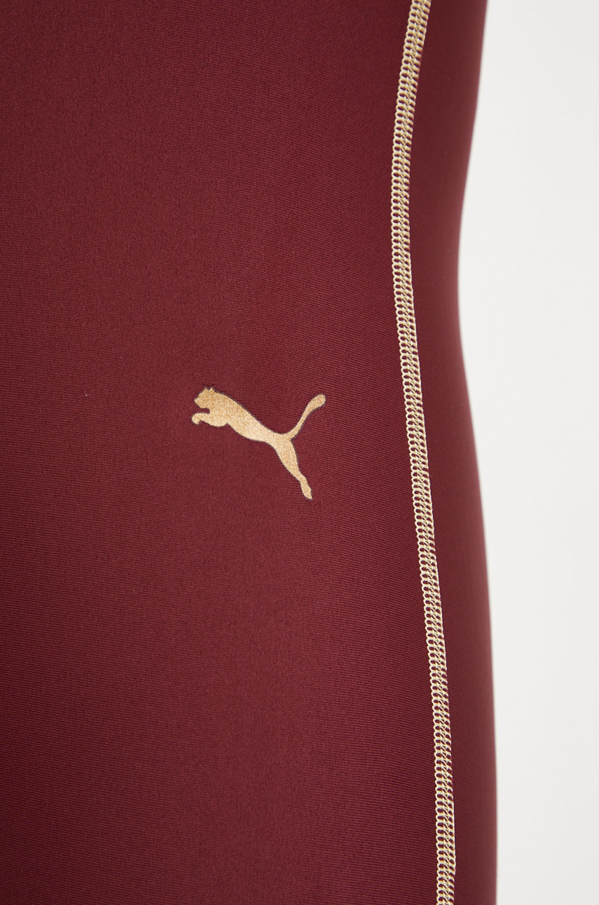 Тренировочные леггинсы Puma Deco Glam женские цвет бордовый с принтом ...