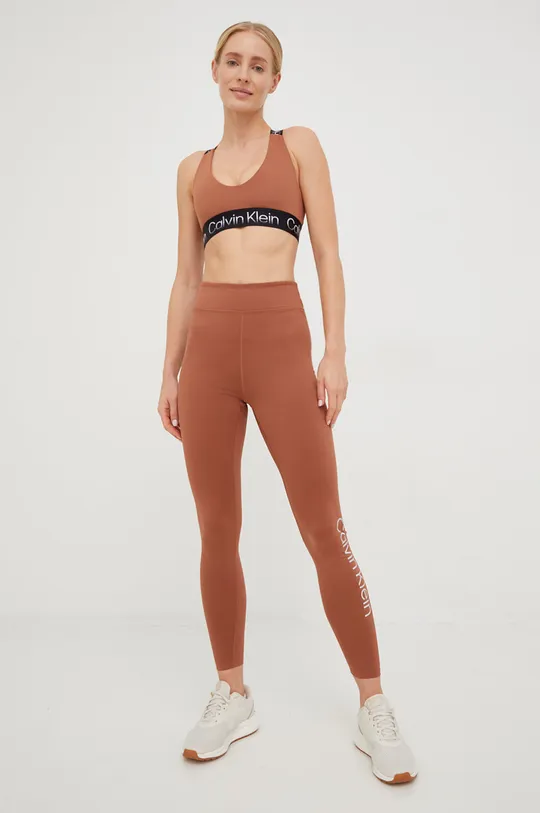 Calvin Klein Performance legginsy treningowe brązowy