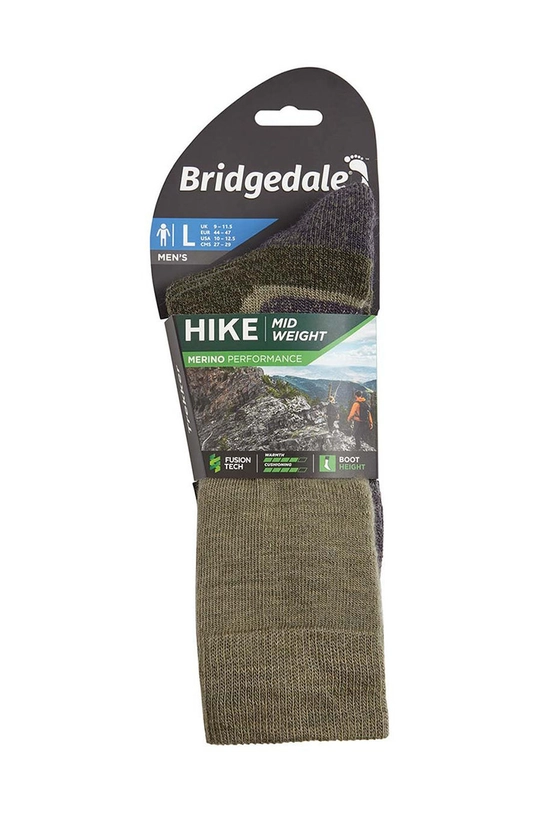 Bridgedale zokni Midweight Merino Performance  38% nejlon, 26% szűz gyapjú, 18% merinói gyapjú, 17% Endurofil™, 1% LYCRA®