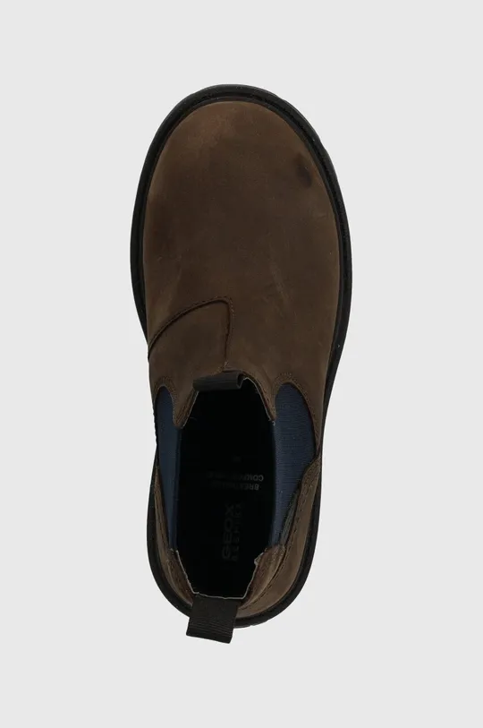 коричневый Детские замшевые ботинки Geox