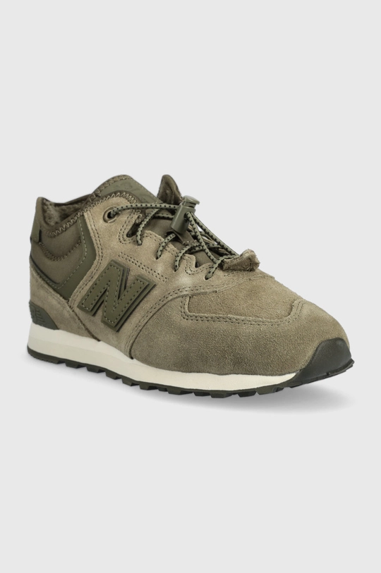 Dječje zimske cipele od brušene kože New Balance GV574HG1 zelena