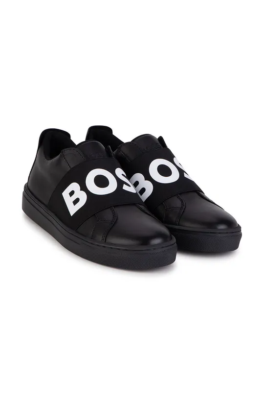 чорний Дитячі шкіряні кросівки BOSS Для хлопчиків