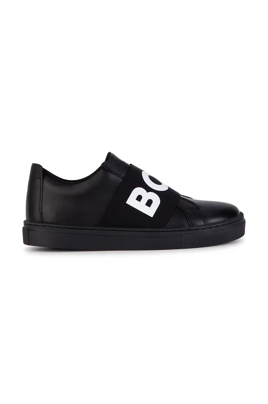 Παιδικά δερμάτινα αθλητικά παπούτσια BOSS μαύρο