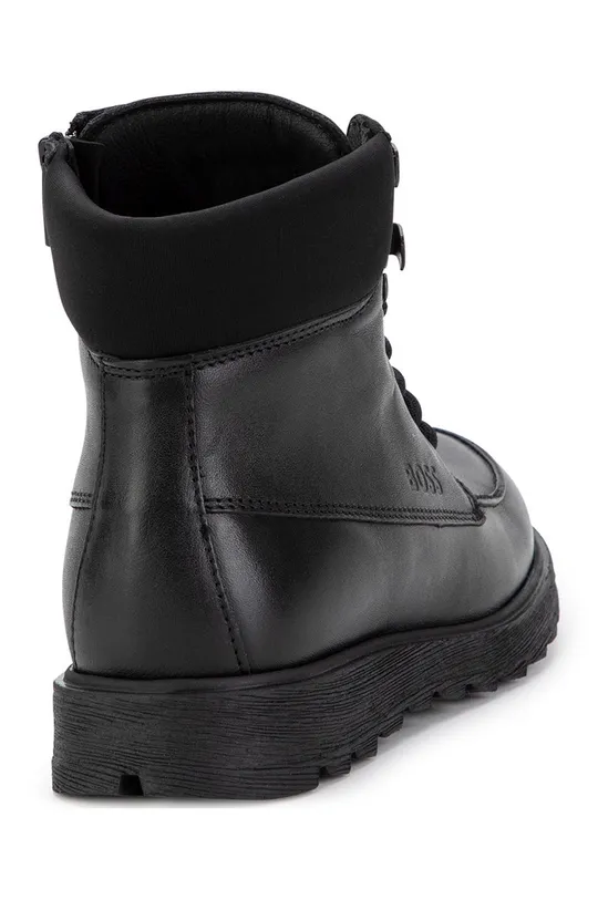 czarny BOSS buty zimowe skórzane dziecięce