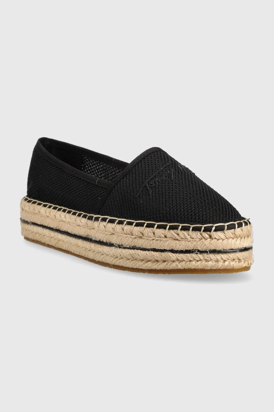 Espadrile Tommy Hilfiger Th Textured Flatform črna