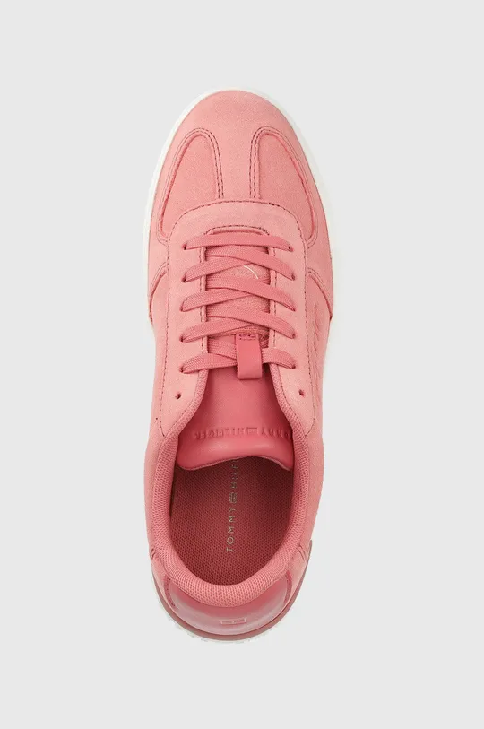 ροζ Δερμάτινα αθλητικά παπούτσια Tommy Hilfiger Th Signature Suede