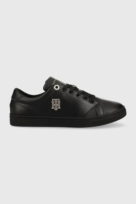 μαύρο Δερμάτινα αθλητικά παπούτσια Tommy Hilfiger Th Hardware Logo Cupsole Γυναικεία