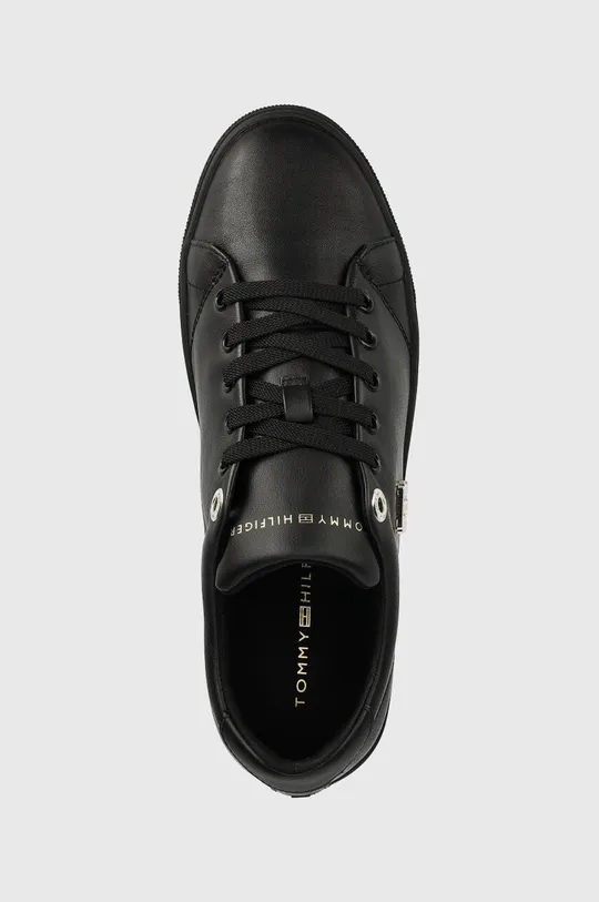 μαύρο Δερμάτινα αθλητικά παπούτσια Tommy Hilfiger Th Hardware Logo Cupsole