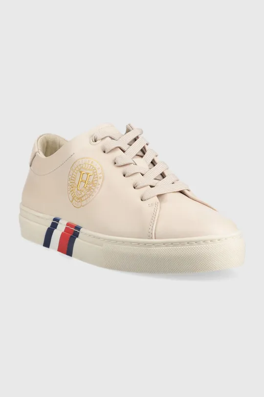 Tommy Hilfiger sneakersy skórzane Elevated TH Crest beżowy