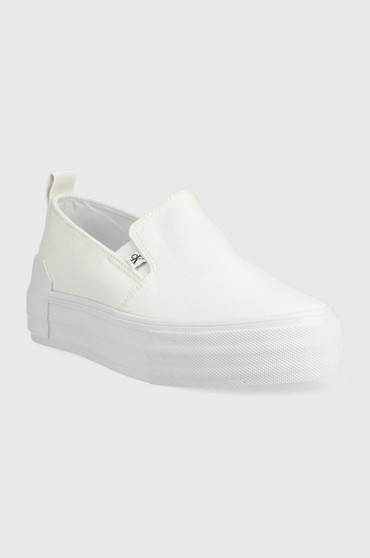 Πάνινα παπούτσια Calvin Klein Jeans Vulcanized Flatform Bold Slipon λευκό