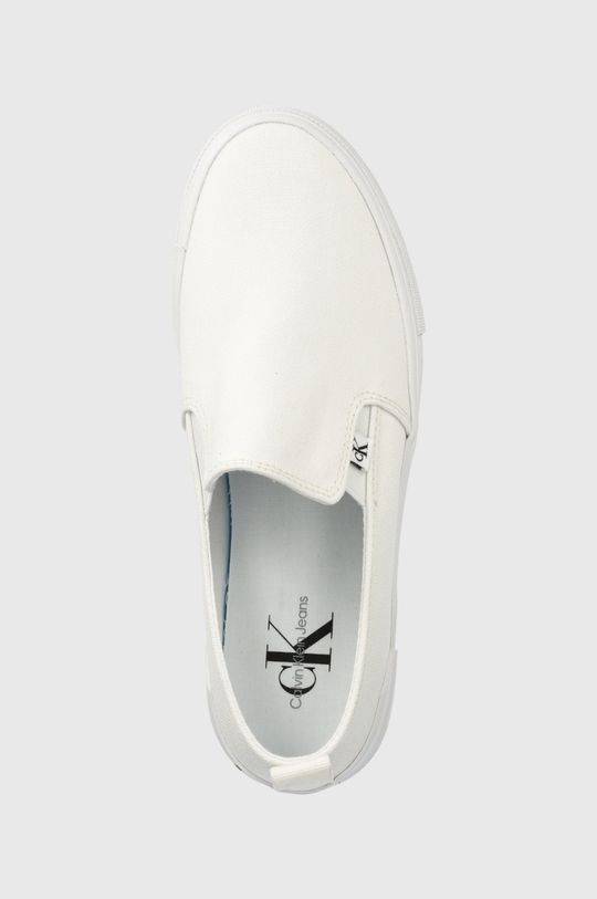 biały Calvin Klein Jeans tenisówki Vulcanized Flatform Bold Slipon YW0YW00703.YAF