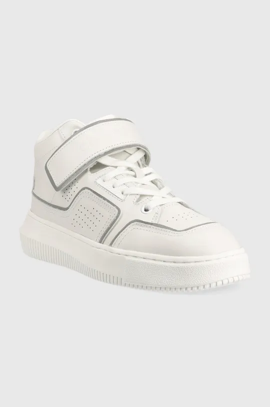 Δερμάτινα αθλητικά παπούτσια Calvin Klein Jeans Chunky Cupsole Laceup Mid λευκό