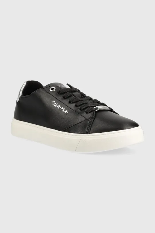 Calvin Klein sneakersy skórzane Cupsole Unlined Lace Up czarny