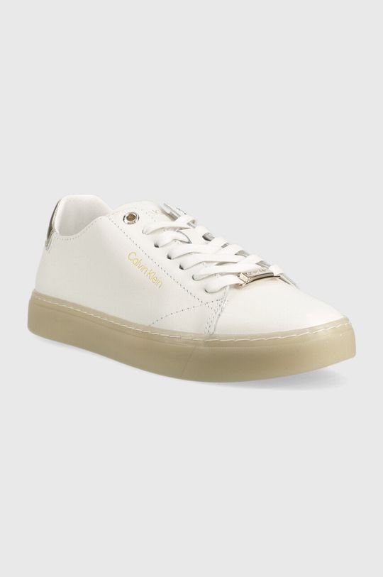 Calvin Klein sneakersy skórzane Cupsole Unlined Lace Up biały