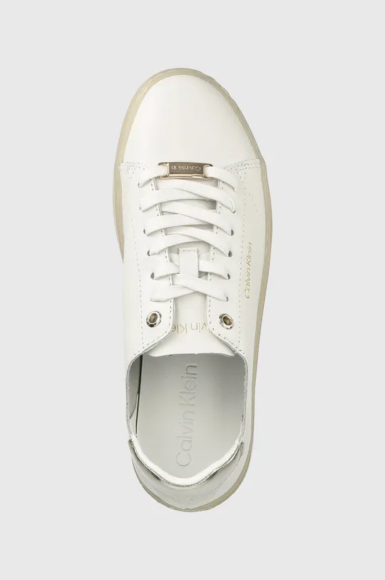 λευκό Δερμάτινα αθλητικά παπούτσια Calvin Klein Cupsole Unlined Lace Up