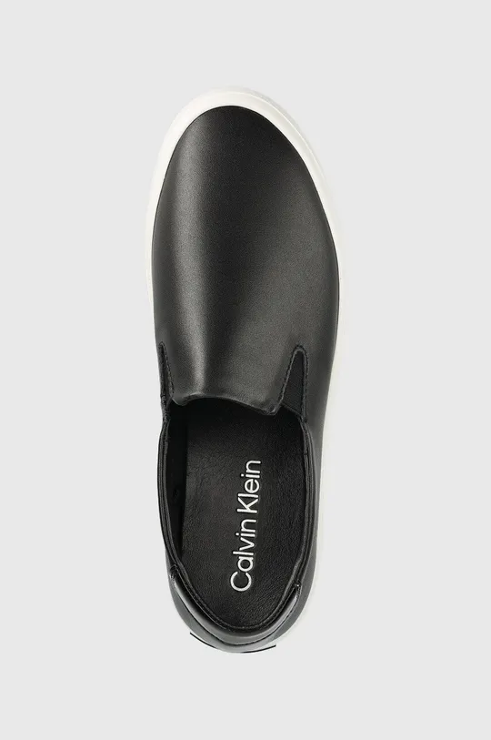 čierna Kožené tenisky Calvin Klein Vulc Slip On Nano Fox