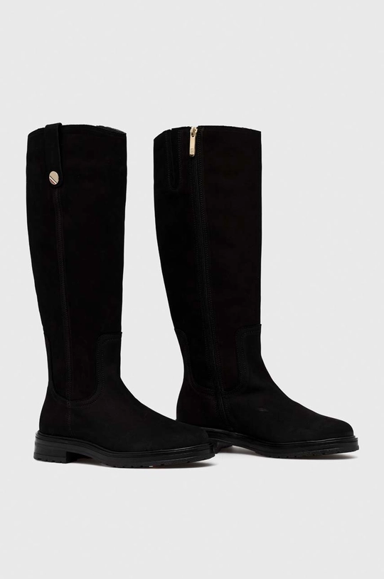 Tommy Hilfiger kozaki zamszowe TH Coin Longboot czarny