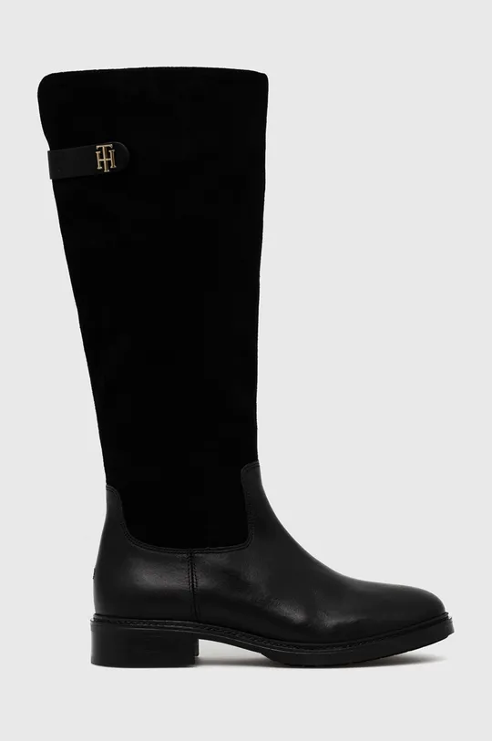 črna Usnjeni elegantni škornji Tommy Hilfiger Ženski
