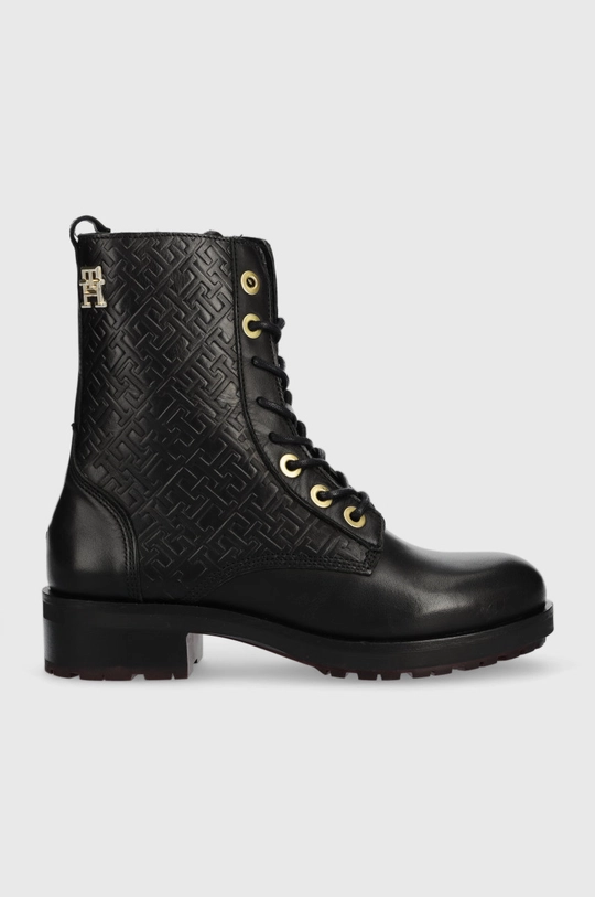 μαύρο Δερμάτινα workers Tommy Hilfiger Th Monogram Biker Boot Γυναικεία