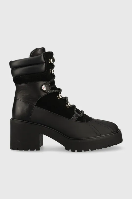 μαύρο Δερμάτινες μπότες Tommy Hilfiger Heel Laced Outdoor Boot Γυναικεία