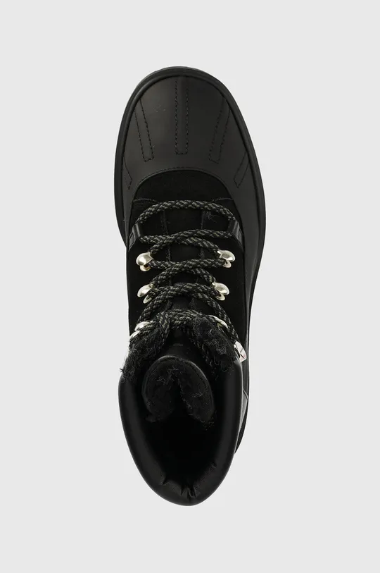 čierna Kožené členkové topánky Tommy Hilfiger Heel Laced Outdoor Boot