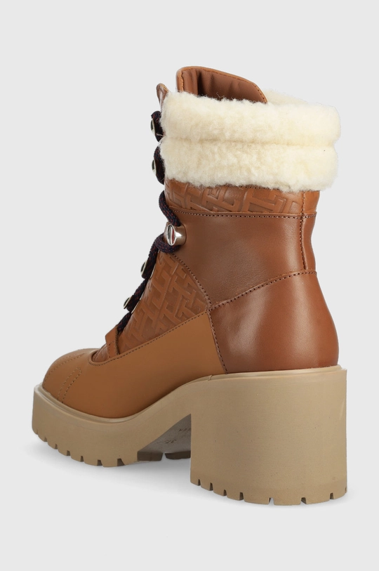 Tommy Hilfiger botki skórzane Heel Laced Monogram Boot Cholewka: Skóra naturalna, Wnętrze: Materiał tekstylny, Skóra naturalna, Podeszwa: Materiał syntetyczny