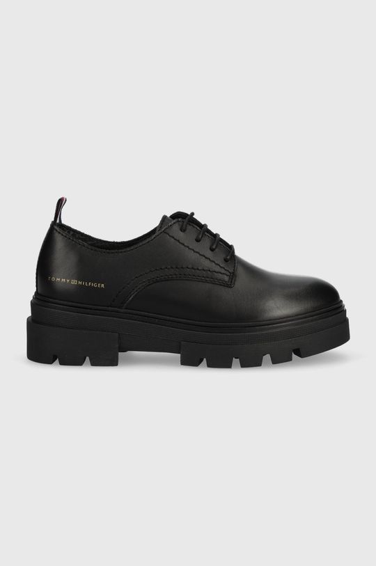 negru Tommy Hilfiger pantofi de piele Leather Lace Up Shoe De femei