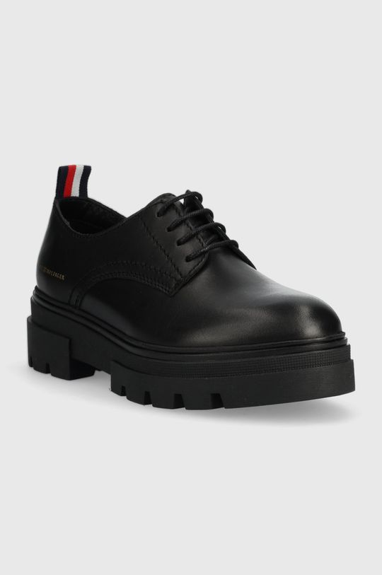 Tommy Hilfiger pantofi de piele Leather Lace Up Shoe negru
