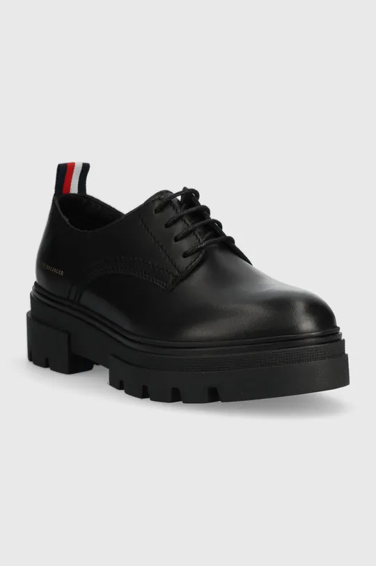 Δερμάτινα κλειστά παπούτσια Tommy Hilfiger Leather Lace Up Shoe μαύρο