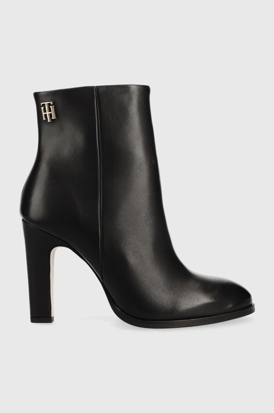 čierna Kožené členkové topánky Tommy Hilfiger High Heel Leather Boot Dámsky