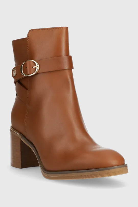 Δερμάτινες μπότες Tommy Hilfiger Th Belt Heeled Boot καφέ