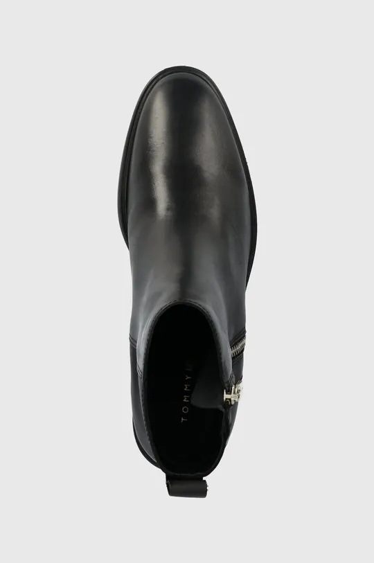 čierna Kožené členkové topánky Tommy Hilfiger Zip Leather Mid Heel Boot