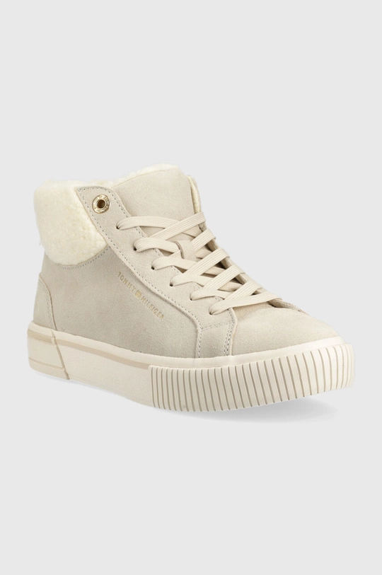 Tenisice od brušene kože Tommy Hilfiger Warmlined High Sneaker bež